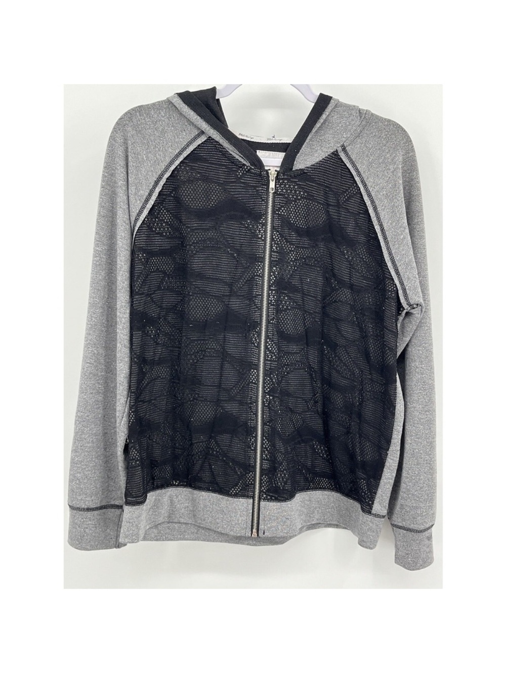 BKE Gray Hooded Jacket with Black Mesh Front
